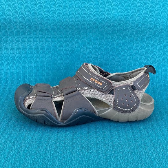 crocs men's swiftwater leather fisherman sandals